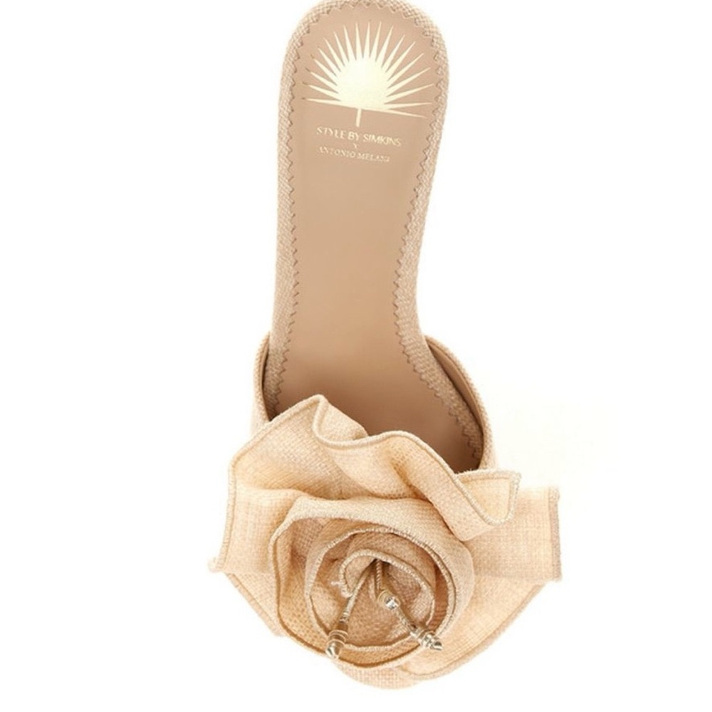 ANTONIO MELANI Block Heel Sandals with Floral Rosette